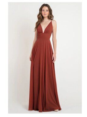Rust V-Neck Chiffon Gown Style Brady Size 10
